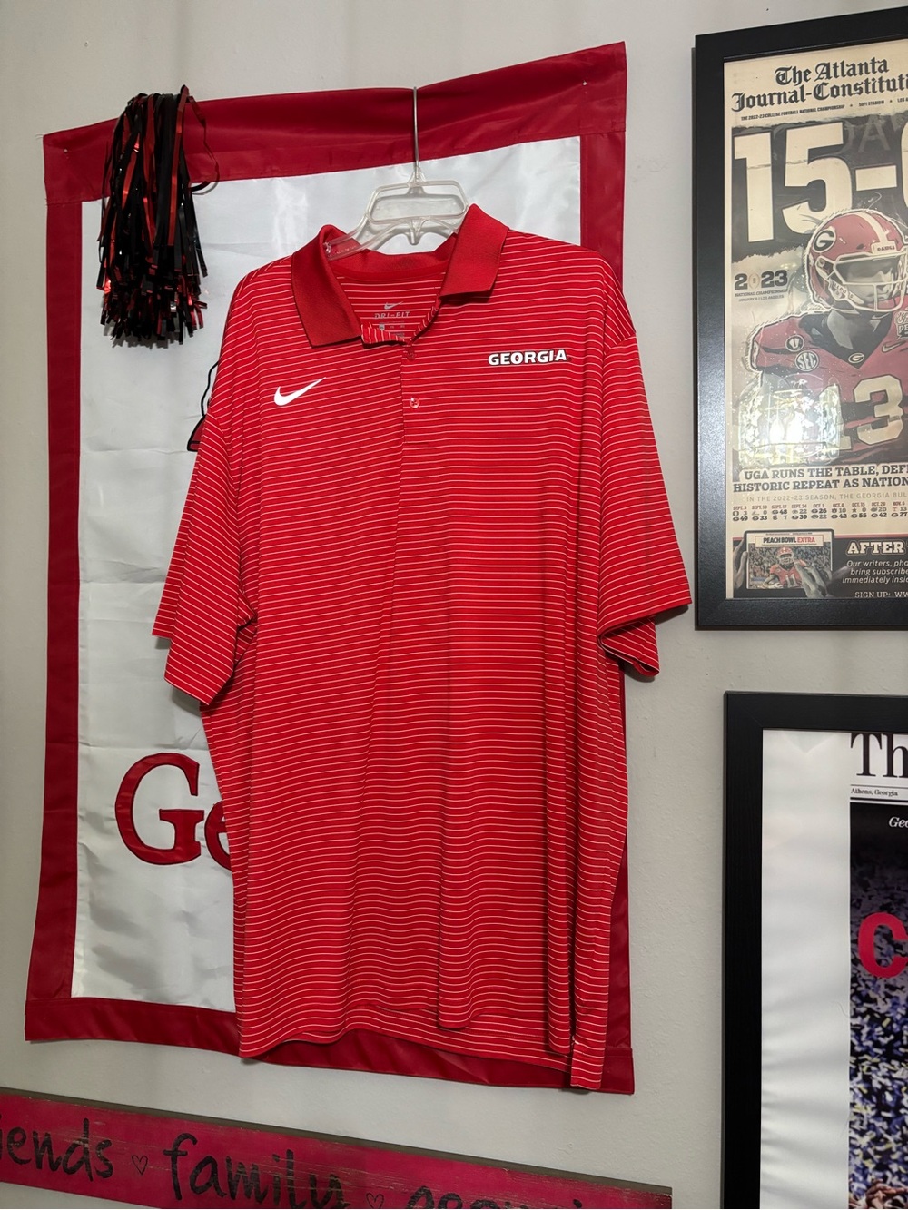 Nike Red Georgia Striped Polo - dryfit material